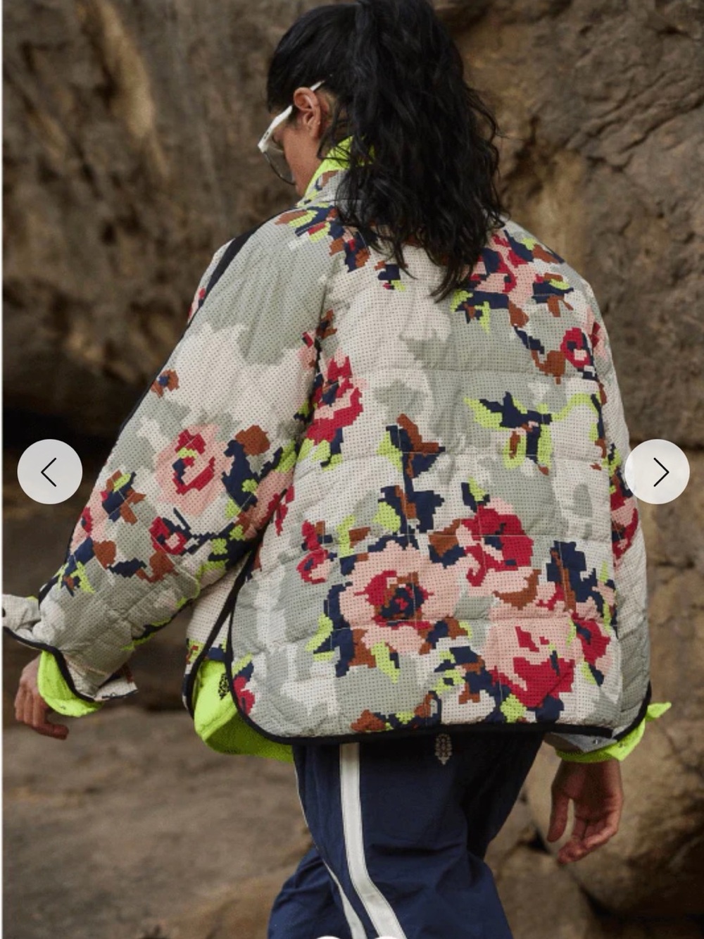 FP Movement Pippa Packable Printed Puffer Jacket Cross Stitch Floral L NWT - Picture 2 of 9